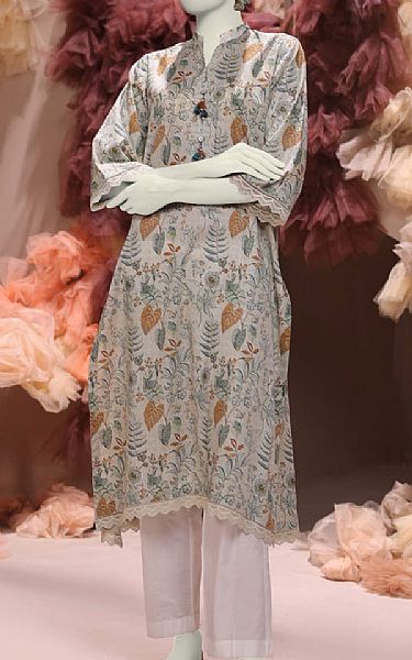 Junaid Jamshed Grey Cambric Kurti | Pakistani Winter Dresses in USA- Image 1