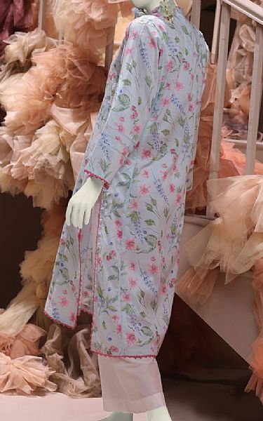 Junaid Jamshed Light Blue Cambric Kurti | Pakistani Winter Dresses in USA- Image 2