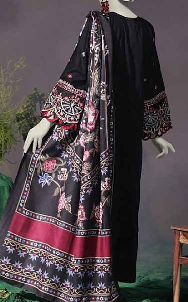 Junaid Jamshed Black Cambric Suit | Pakistani Winter Dresses in USA- Image 2