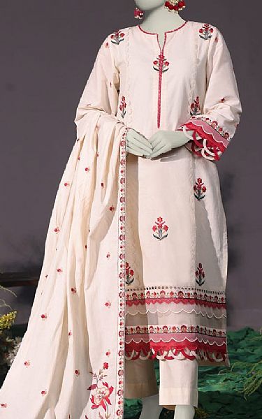 Junaid Jamshed Off White Cambric Suit | Pakistani Winter Dresses in USA- Image 1