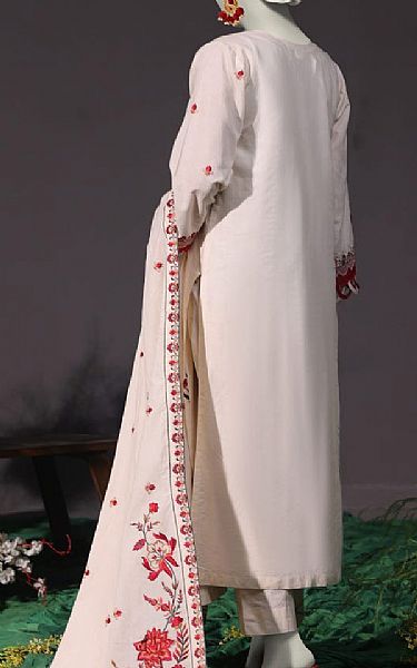 Junaid Jamshed Off White Cambric Suit | Pakistani Winter Dresses in USA- Image 2