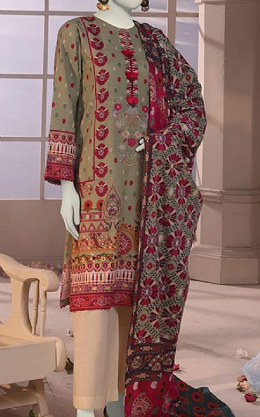 Junaid Jamshed Camouflage Green Khaddar Suit (2 pcs) | Pakistani Winter Dresses in USA- Image 1