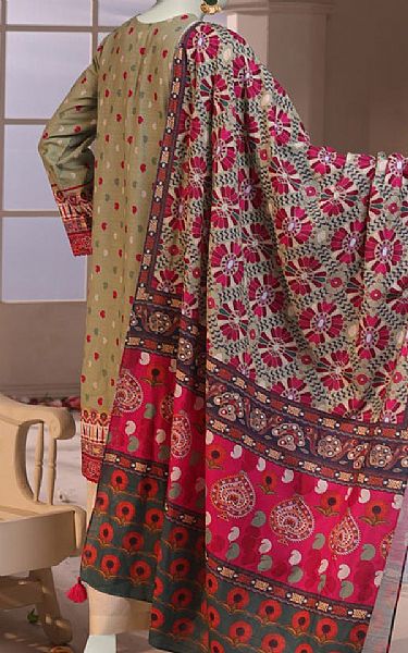 Junaid Jamshed Camouflage Green Khaddar Suit (2 pcs) | Pakistani Winter Dresses in USA- Image 2