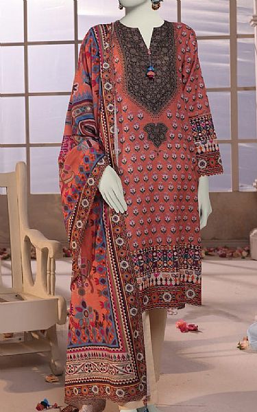 Junaid Jamshed Coral Khaddar Suit (2 pcs) | Pakistani Winter Dresses in USA- Image 1