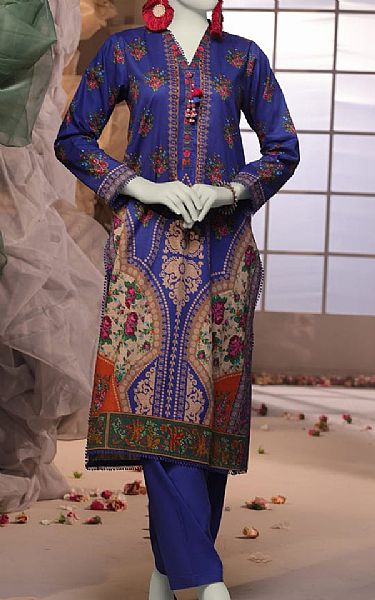 Junaid Jamshed Blueberry Cambric Suit (2 pcs) | Pakistani Winter Dresses in USA- Image 1