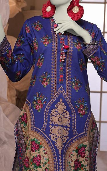Junaid Jamshed Blueberry Cambric Suit (2 pcs) | Pakistani Winter Dresses in USA- Image 2