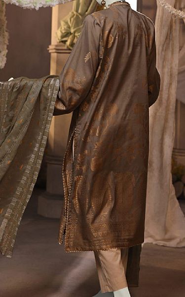 Junaid Jamshed Pastel Brown Jacquard Suit (2 pcs) | Pakistani Winter Dresses in USA- Image 2