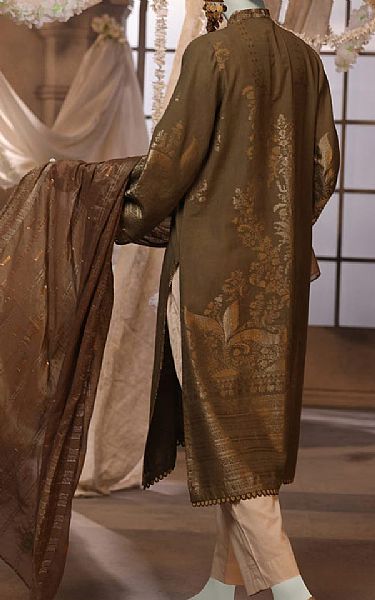 Junaid Jamshed Otter Brown Jacquard Suit (2 pcs) | Pakistani Winter Dresses in USA- Image 2