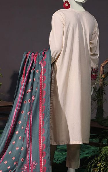Junaid Jamshed Off White Cambric Suit | Pakistani Winter Dresses in USA- Image 2