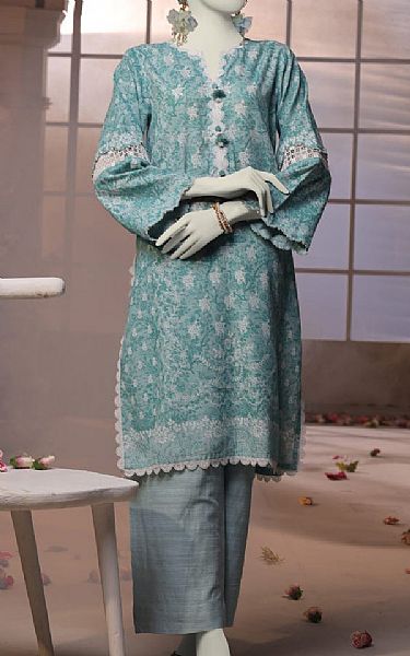 Junaid Jamshed Sky Blue Khaddar Suit (2 pcs) | Pakistani Winter Dresses in USA- Image 2