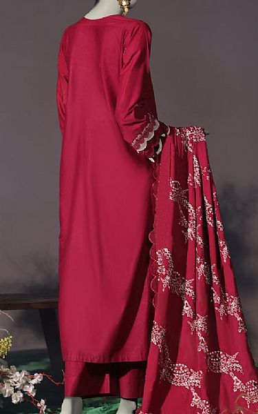 Junaid Jamshed Deep Carmine Cambric Suit | Pakistani Winter Dresses in USA- Image 2