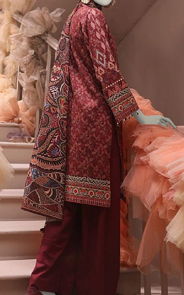 Junaid Jamshed Wine Cambric Suit | Pakistani Winter Dresses in USA- Image 2