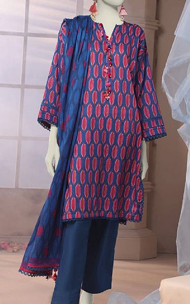 Junaid Jamshed Dusky Blue Cambric Suit | Pakistani Winter Dresses in USA- Image 1