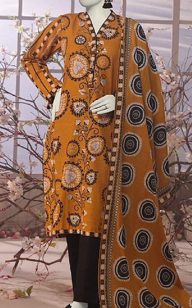 Junaid Jamshed Brownish Orange Khaddar Suit | Pakistani Winter Dresses in USA- Image 1