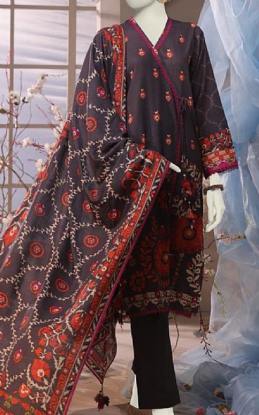 Junaid Jamshed Purple Taupe Khaddar Suit | Pakistani Winter Dresses in USA- Image 1