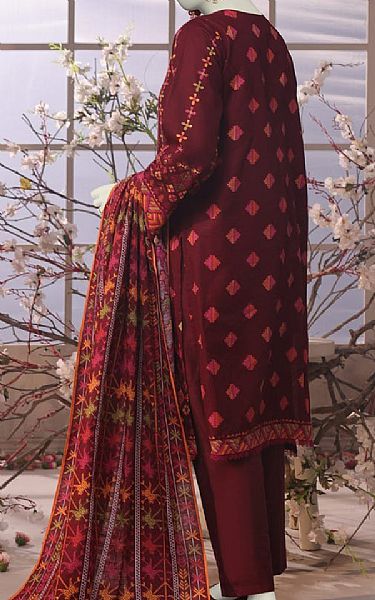 Junaid Jamshed Maroon Oak Khaddar Suit | Pakistani Winter Dresses in USA- Image 2
