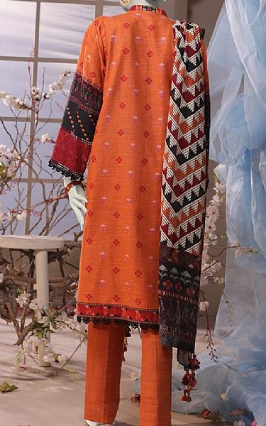 Junaid Jamshed Shocking Orange Khaddar Suit | Pakistani Winter Dresses in USA- Image 2