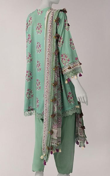 Junaid Jamshed Mint Green Lawn Suit | Pakistani Lawn Dress in USA- Image 2