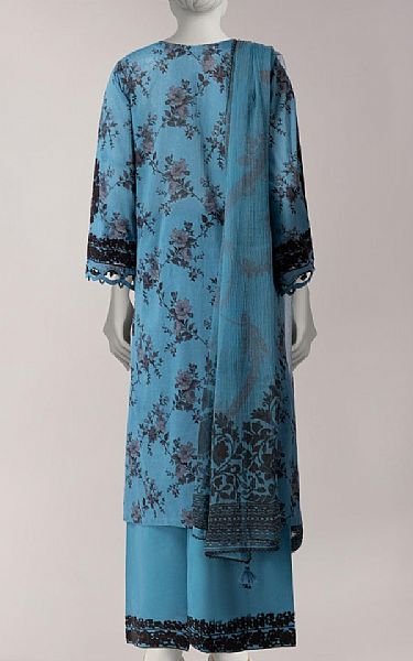 Junaid Jamshed Hippie Blue Lawn Suit | Pakistani Lawn Dress in USA- Image 2