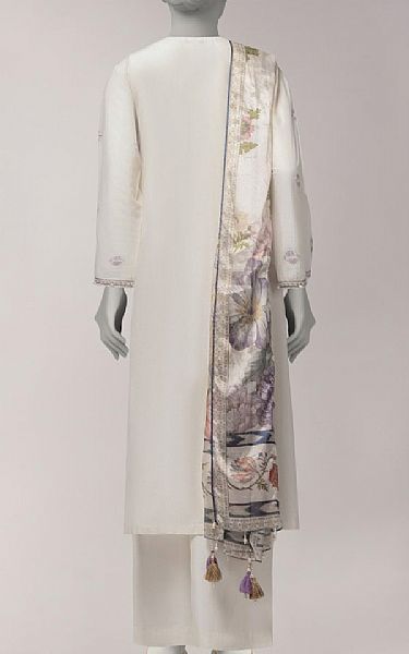 Junaid Jamshed Off White Lawn Suit | Pakistani Lawn Dress in USA- Image 2