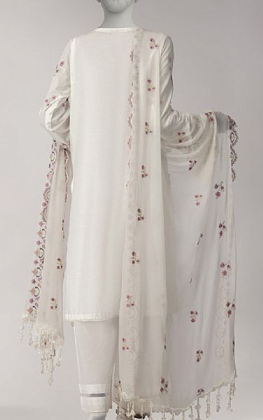 Junaid Jamshed Off White Lawn Suit | Pakistani Lawn Dress in USA- Image 2