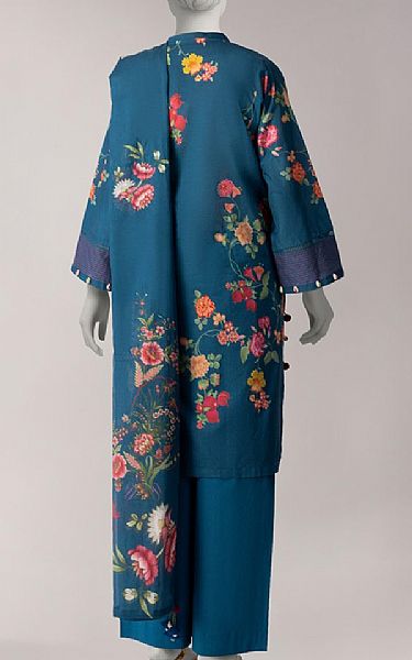 Junaid Jamshed Venice Blue Lawn Suit | Pakistani Lawn Dress in USA- Image 2