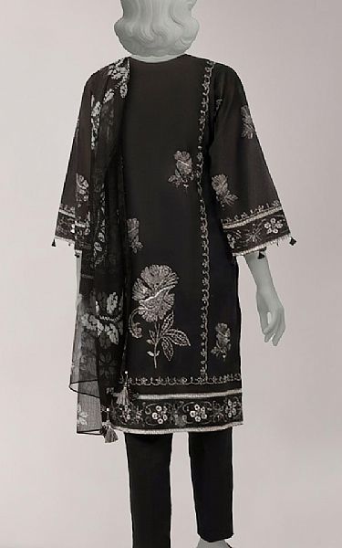 Junaid Jamshed Black Lawn Suit | Pakistani Lawn Dress in USA- Image 2