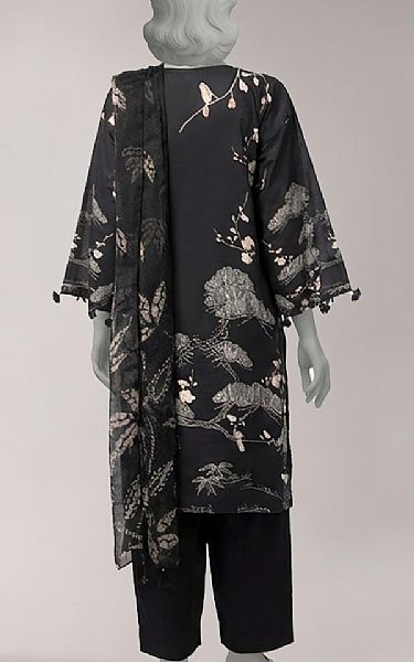 Junaid Jamshed Black Lawn Suit | Pakistani Lawn Dress in USA- Image 2