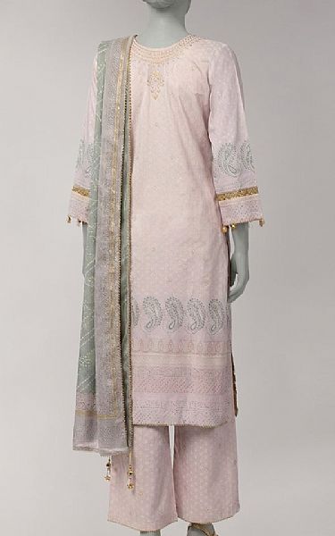 Junaid Jamshed Pale Pink Lawn Suit | Pakistani Lawn Dress in USA- Image 2