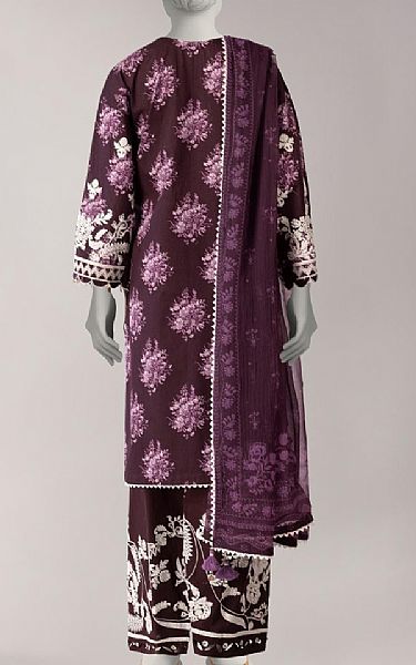 Junaid Jamshed Wine Berry Lawn Suit | Pakistani Lawn Dress in USA- Image 2