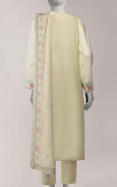 Junaid Jamshed Cream Lawn Suit | Pakistani Lawn Dress in USA- Image 2