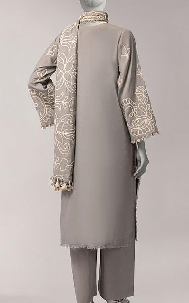 Junaid Jamshed Grey Lawn Suit | Pakistani Lawn Dress in USA- Image 2