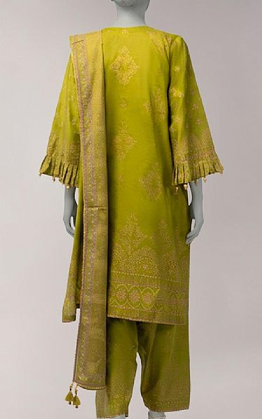 Junaid Jamshed Olive Lawn Suit | Pakistani Lawn Dress in USA- Image 2