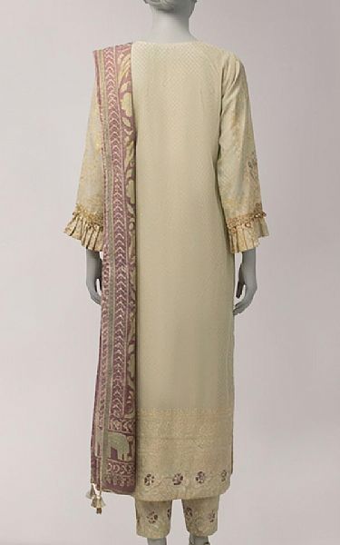 Junaid Jamshed Ivory Lawn Suit | Pakistani Lawn Dress in USA- Image 2