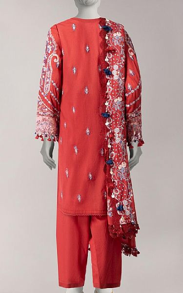 Junaid Jamshed Persian Red Lawn Suit | Pakistani Lawn Dress in USA- Image 2