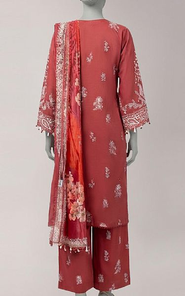 Junaid Jamshed Pastel Red Lawn Suit | Pakistani Lawn Dress in USA- Image 2