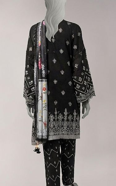 Junaid Jamshed Black Lawn Suit | Pakistani Lawn Dress in USA- Image 2