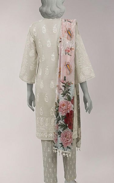 Junaid Jamshed Pastel Grey Lawn Suit | Pakistani Lawn Dress in USA- Image 2