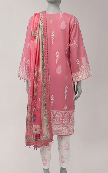 Junaid Jamshed Pink Lawn Suit | Pakistani Lawn Dress in USA- Image 2