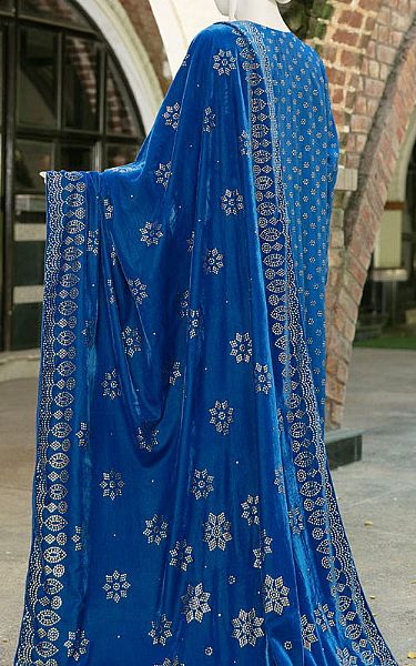 Denim Blue Silk Suit | Junaid Jamshed Pakistani Winter Dresses