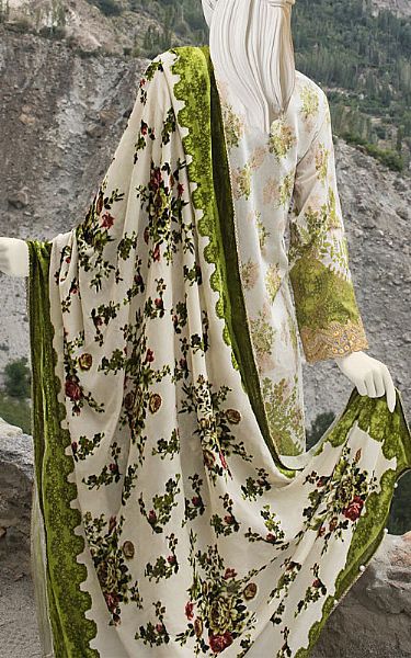 Junaid Jamshed White Jacquard Suit | Pakistani Dresses in USA- Image 2