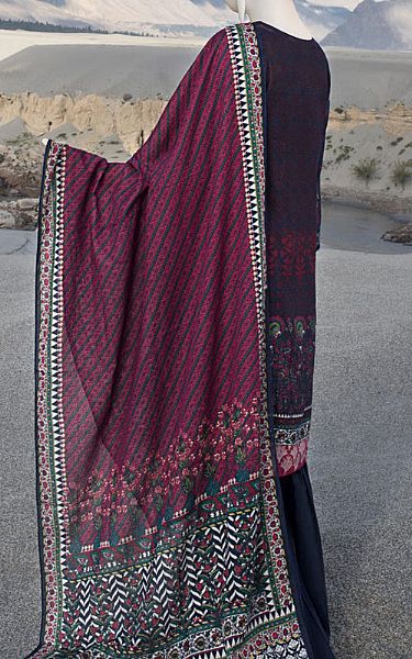 Junaid Jamshed Navy Blue Karandi Suit | Pakistani Dresses in USA- Image 2