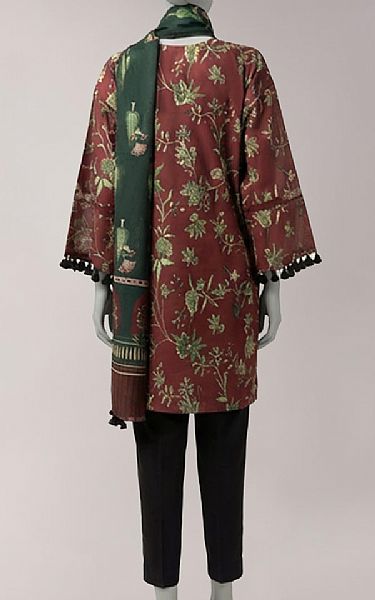 Junaid Jamshed Wine/Black Lawn Suit (2 pcs) | Pakistani Lawn Dress in USA- Image 2