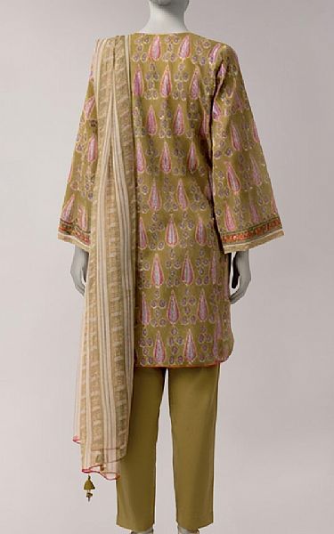 Junaid Jamshed Olive Lawn Suit | Pakistani Lawn Dress in USA- Image 2
