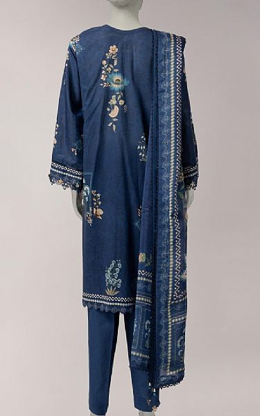 Junaid Jamshed Blue Zodiac Lawn Suit | Pakistani Lawn Dress in USA- Image 2