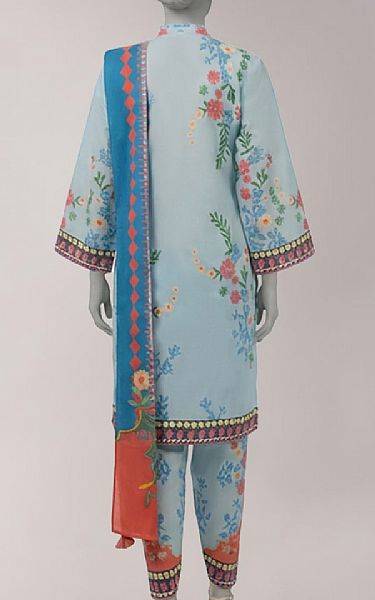 Junaid Jamshed Pale Blue Lawn Suit | Pakistani Lawn Dress in USA- Image 2