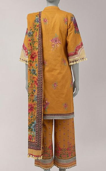 Junaid Jamshed Orange Lawn Suit | Pakistani Lawn Dress in USA- Image 2
