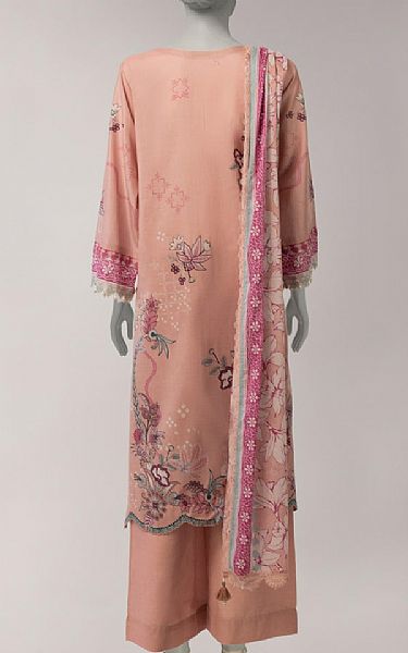 Junaid Jamshed Peach Lawn Suit | Pakistani Lawn Dress in USA- Image 2