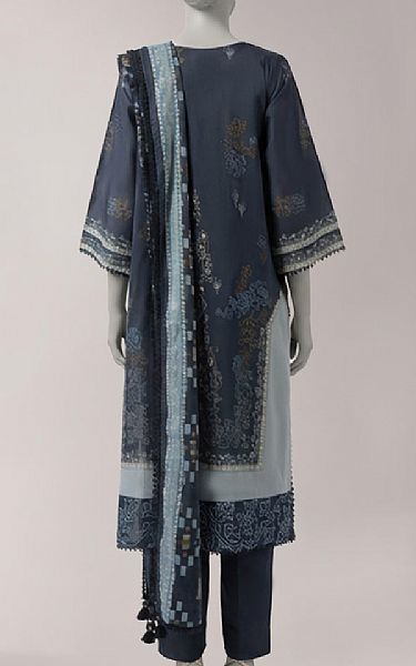 Junaid Jamshed Navy Lawn Suit | Pakistani Lawn Dress in USA- Image 2