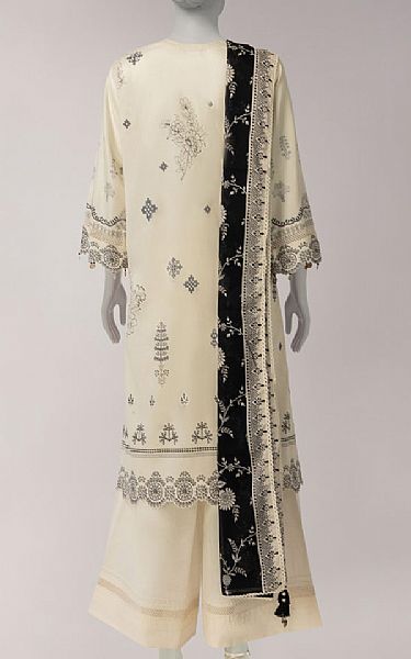 Junaid Jamshed Off White Lawn Suit | Pakistani Lawn Dress in USA- Image 2
